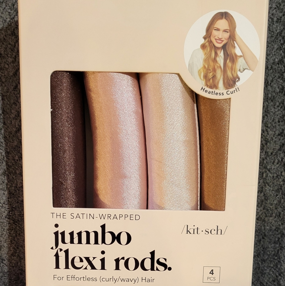 Kitsch Rosewood Jumbo Satin Flexi Rods 4pc Set - Picture 2 of 10
